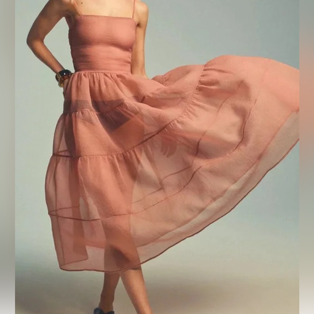 Anthropologie Ohsevendays Tierred Sheer Midi Dress